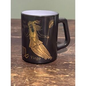 Vintage Zodiac Virgo the Virgin 1960's Mid Century Federal Glass Coffee Mug